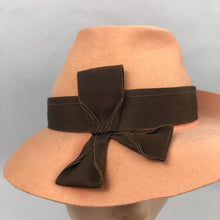 Load image into Gallery viewer, 1930s or 1940s Apricot Felt Fedora with Brown Grosgrain Trim