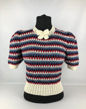 Load image into Gallery viewer, Reproduction 1940s Waffle Stripe Jumper Knitted from a Wartime Pattern - B 35 36 37 38