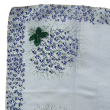 Load image into Gallery viewer, Original 1940's Pretty Crepe Hankie with Floral Sprays in Purple and Green - Great Gift Idea