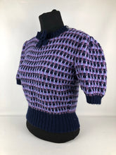 Load image into Gallery viewer, Reproduction 1940s Waffle Stripe Jumper Knitted from a Wartime Pattern - B 38 39 40 41 42