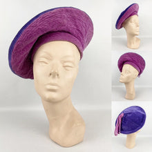 Load image into Gallery viewer, Absolutely Incredible 1940s Two Tone Velvet Hat In Purple and Pink *