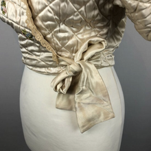 Load image into Gallery viewer, 1950s Cream Satin Quilted Bed Jacket by Harrods - B36