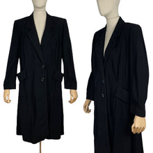 Load image into Gallery viewer, Original 1940's Inky Black Lightweight Wool Coat with Broad Shoulders - Bust 38 40 *