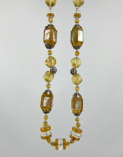 Load image into Gallery viewer, Beautiful Vintage Gold and Clear Glass Necklace with Mother Of Pearl Set Beads - Stunning Piece
