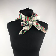 Load image into Gallery viewer, Original 1950s Artificial Silk Tartan Scarf in Red, Black, Green and Cream - Would Make a Great Headscarf
