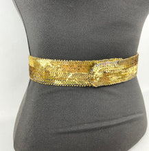 Load image into Gallery viewer, Original 1930's French Made Gold Sequin Belt with Rounded Ends - Waist 28 29