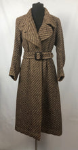 Load image into Gallery viewer, 1930s Brown and Cream Stripe Tweed Belted Coat with Double Collar - Bust 36 38