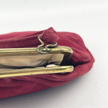 Load image into Gallery viewer, Original 1940's Burgundy Suede Set of Bag and Matching Gloves