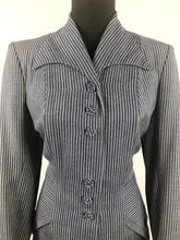 Load image into Gallery viewer, 1940s Blue and White Herringbone Stripe Wool Jacket - B38
