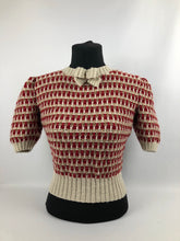 Load image into Gallery viewer, Reproduction 1940s Waffle Stripe Jumper Knitted from a Wartime Pattern - B38 40 42