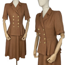 Load image into Gallery viewer, Original 1940's Warm Brown Linen Double Breasted Suit - Bust 36