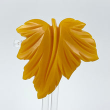 Load image into Gallery viewer, Charming Vintage Early Plastic Leaf Brooch in Mustard