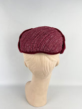 Load image into Gallery viewer, Original 1950's Burgundy Velvet and Straw Hat by Jacoll - Such a Classic Piece *