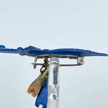 Load image into Gallery viewer, Original 1940's Brooch Featuring a Pair of Scottie Dogs Hanging From a Blue and White Polka Dot Umbrella