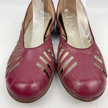 Load image into Gallery viewer, Original 1950’s Burgundy Leather Summer Sandals with Openwork Sides - UK 6 6.5
