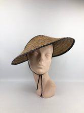 Load image into Gallery viewer, Original 1940s or 1950s Statement Straw Hat with Black Trim