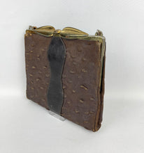 Load image into Gallery viewer, Wounded Original 1940's Brown Ostrich Leather Handbag