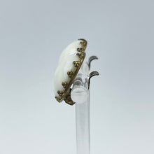 Load image into Gallery viewer, Vintage Faceted White Glass Clip-on Earrings on Gold-tone Clips