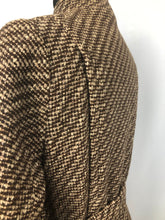 Load image into Gallery viewer, 1930s Brown and Cream Stripe Tweed Belted Coat with Double Collar - Bust 36 38