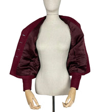 Load image into Gallery viewer, Original 1940's Burgundy Herringbone Wool Jacket with Rich Velvet Trim - Bust 34 35
