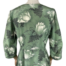 Load image into Gallery viewer, Original Volup 1930s Green Silk Crepe Dress with Black and White Bold Floral Print - Bust 40 42