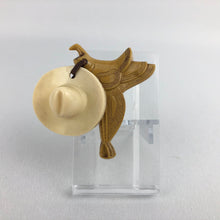 Load image into Gallery viewer, Vintage Plastic Cowboy Hat and Saddle Brooch