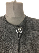 Load image into Gallery viewer, Original 1930s Inky Black Boucle Wool Belted Coat - Bust 36 38