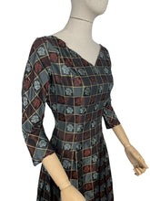 Load image into Gallery viewer, Original 1950's 1960's Bronze, Silver and Gold Cocktail Dress by A Lincoln Model - Bust 38"