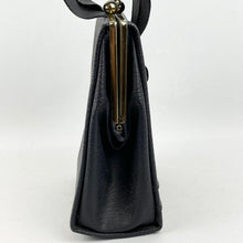 Load image into Gallery viewer, Original 1930's Dark Blue Faux Leather Bag with Silver Tone Clasp