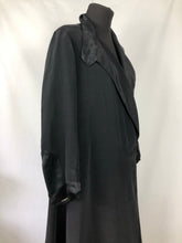 Load image into Gallery viewer, Wounded but Wearable 1920s 1930s Black Coat with Statement Button and Satin Trim - Bust