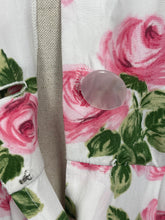 Load image into Gallery viewer, Original 1950's St Michael Marspun White Floppy Cotton Dress with Pink Rose Print Bust 36