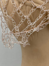 Load image into Gallery viewer, Original 1930s Pastel Pink Crochet Bridal Headband With Snood - Vintage Wedding Hat
