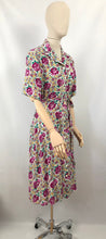 Load image into Gallery viewer, 1940s Floppy Cotton Dress with Pink Roses Print - Bust 40 42