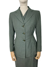 Load image into Gallery viewer, Original 1940's Green and Cream Three Piece Suit - Jacket, Skirt and Neat Little Waistcoat - Bust 36 37 38
