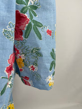 Load image into Gallery viewer, 1940's Reproduction Pretty Floral Print Blouse - Blue with Pink, Yellow and White Flowers - Bust 34