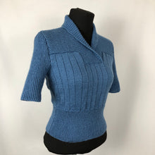 Load image into Gallery viewer, Reproduction 1950s Blue Rib Jumper - B34 36