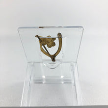 Load image into Gallery viewer, Vintage Lucky Wishbone and Clover Brooch in Gold Metal and Clear Paste