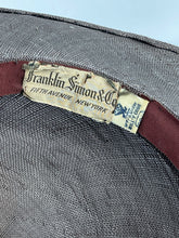 Load image into Gallery viewer, Original 1930s American Made Fine Brown Straw Summer Hat with Cream, Brown and Rust Grosgrain Trim *
