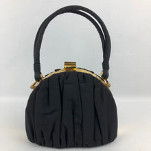 Load image into Gallery viewer, 1940s Black Grosgrain Bag with Gold Frame and Matching Purse - Made by Ingber
