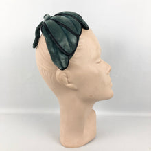 Load image into Gallery viewer, 1950s Blue Cotton Velvet Petal Half Hat with Wired Frame
