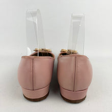 Load image into Gallery viewer, Original 1950's Baby Pink Leather Shoes with Gold Tone Trim - UK 4 4.5 *