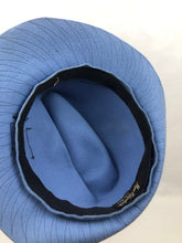 Load image into Gallery viewer, 1930s Cornflower Blue Felt Fedora Hat with Black Grosgrain Trim