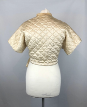 Load image into Gallery viewer, 1950s Cream Satin Quilted Bed Jacket by Harrods - B36