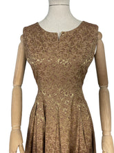 Load image into Gallery viewer, Original 1950's Gold Dress and Jacket Set with Silk Embroidery - Bust 38"