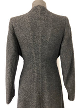 Load image into Gallery viewer, Original 1930s Inky Black Boucle Wool Belted Coat - Bust 36 38