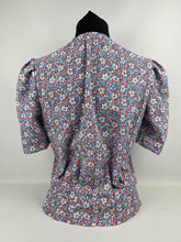 Load image into Gallery viewer, RESERVED 1940s Reproduction Floral Print Blouse with Red, White and Blue Flowers - B34 35