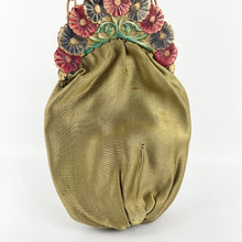 Load image into Gallery viewer, Original 1920s Painted Celluloid Frame Gold Fabric Evening Bag