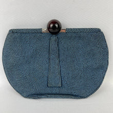 Load image into Gallery viewer, Exceptional Original 1930's Two-Tone Blue Clutch Bag with Cherry Amber Bakelite Clasp