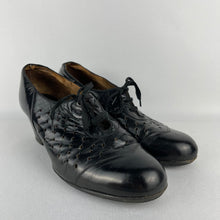 Load image into Gallery viewer, 1940s Black Leather Portland Lace Up Shoes - UK Size 5.5 *