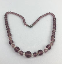 Load image into Gallery viewer, Original 1940s 1950s Purple and Clear Faceted Glass Graduated Bead Necklace